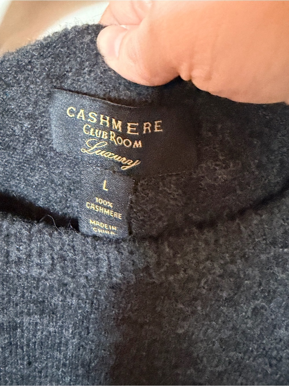 Club room cashmere dark gray crewneck sweater L - Picture 2 of 3